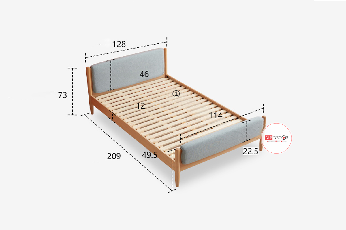 Giường ngủ đơn cho bé với kích thước 1m2 x 2m
