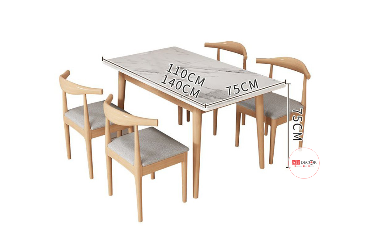 Kích thước bàn ăn 4 ghế tiêu chuẩn tối ưu không gian - ATF Decor